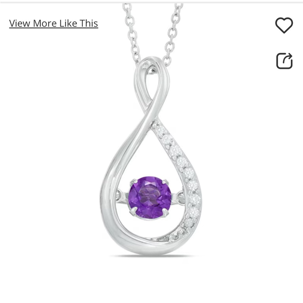 4.5mm Amethyst and Lab-Created White Sapphire Infinity Pendant in Sterling Silve